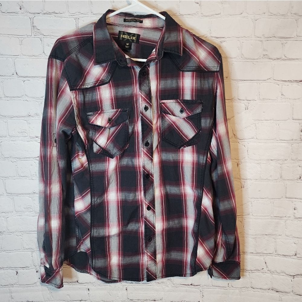 Men's Helix "Athletic Fit" longsleeve button-down shirt, size Medium